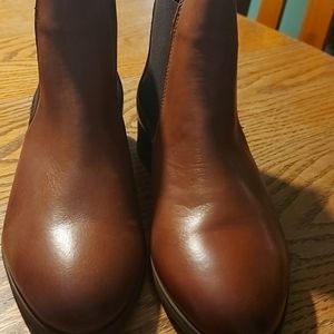 Brown leather boots